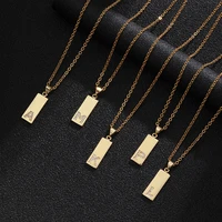 2022 new fashion women initial 26 letter pendant necklace women classic rectangle stainless steel chain necklace jewelry gifts