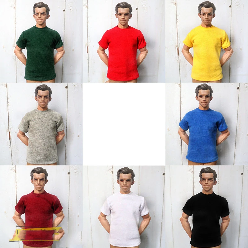 

Soldier 1/6 Pure Color Short Sleeve T-shirt Model Fashion Style Street Trend Classic Style for 12" Doll Action Collectable