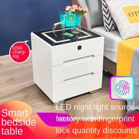 luxury table led light nightstands w3 drawers organizer storage cabinet bedside table bedroom furniture wireless charging table