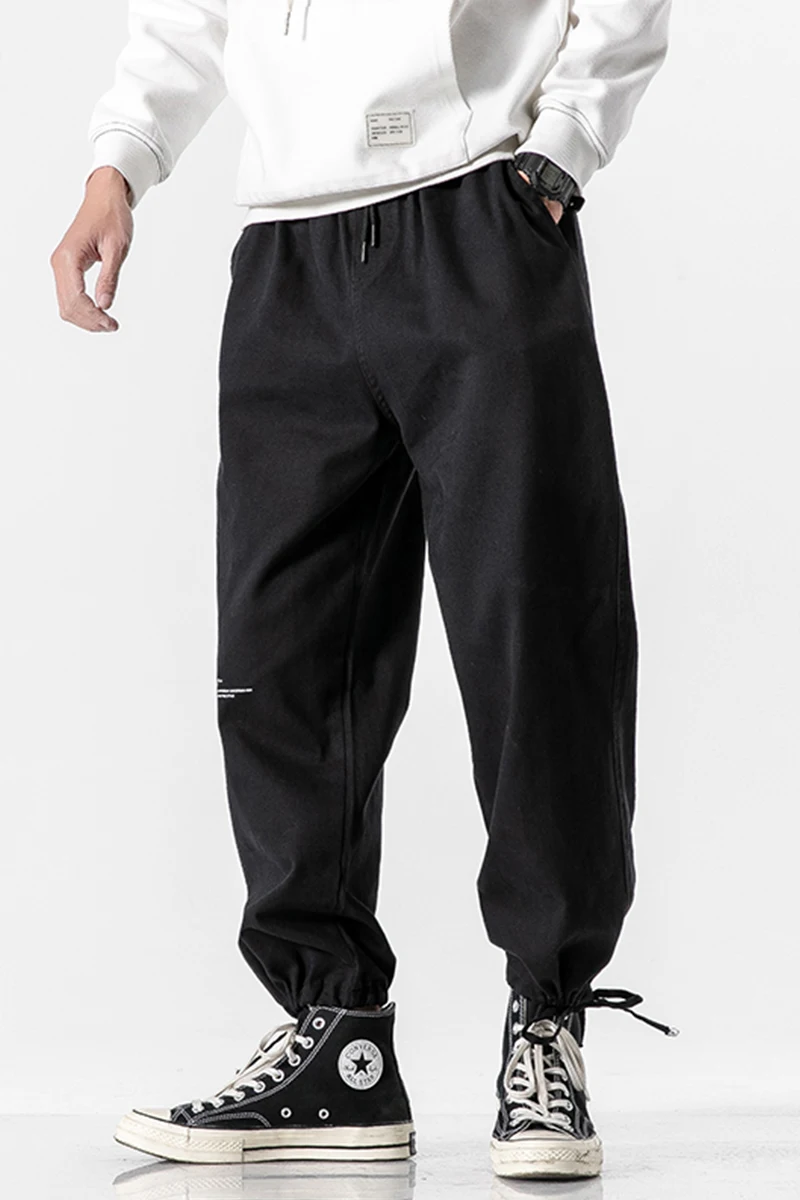 

2020 Mens Streetwear Black Pants Men Japanes Style Elastic Waist Cargo Pants Male Casual Loose Jogger Hip Hop Trousers M-5XL