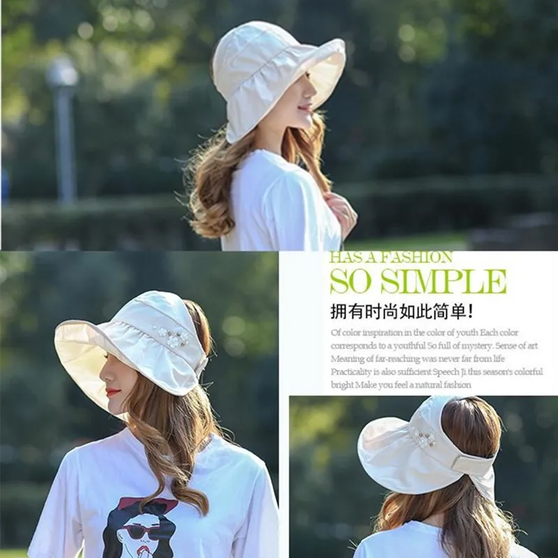 

SHALUOTAOTAO Women's Hat Summer Outdoor Sunscreen Anti-UV Sun Hats Fashion Travel Empty-top Cap Panama Ladies Brands Beach Hat