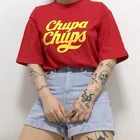Kuakuayu HJN Chupa Chups Женская модная Милая уличная футболка с графическим рисунком хипстерские повседневные свободные красные футболки