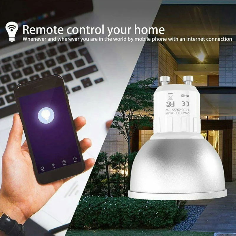 2 шт. GU10 WiFi умная Светодиодная лампа RGBW с входным напряжением 5W светодиодные лампы