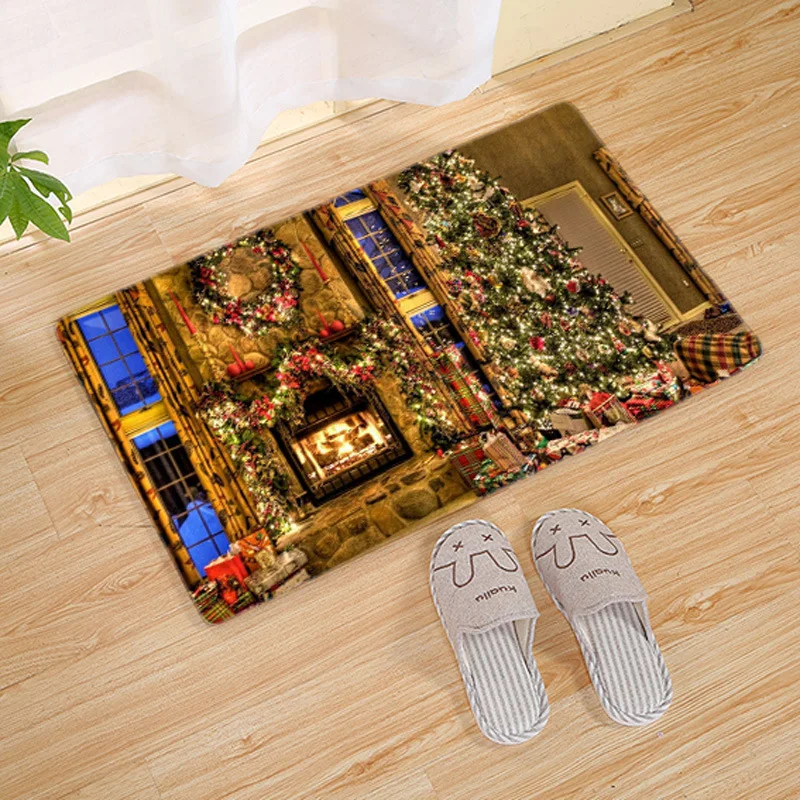 Рождественские ковры домашний декор прикроватный кухонный коврик нескользящий