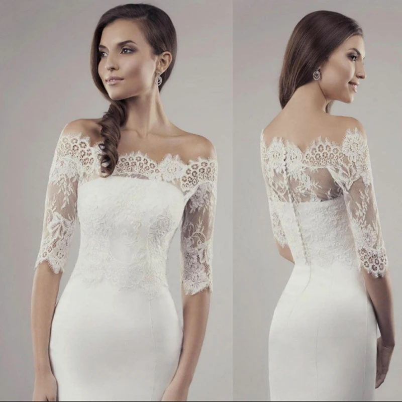 Женская свадебная куртка-болеро с открытыми плечами и полурукавом шаль запахом |