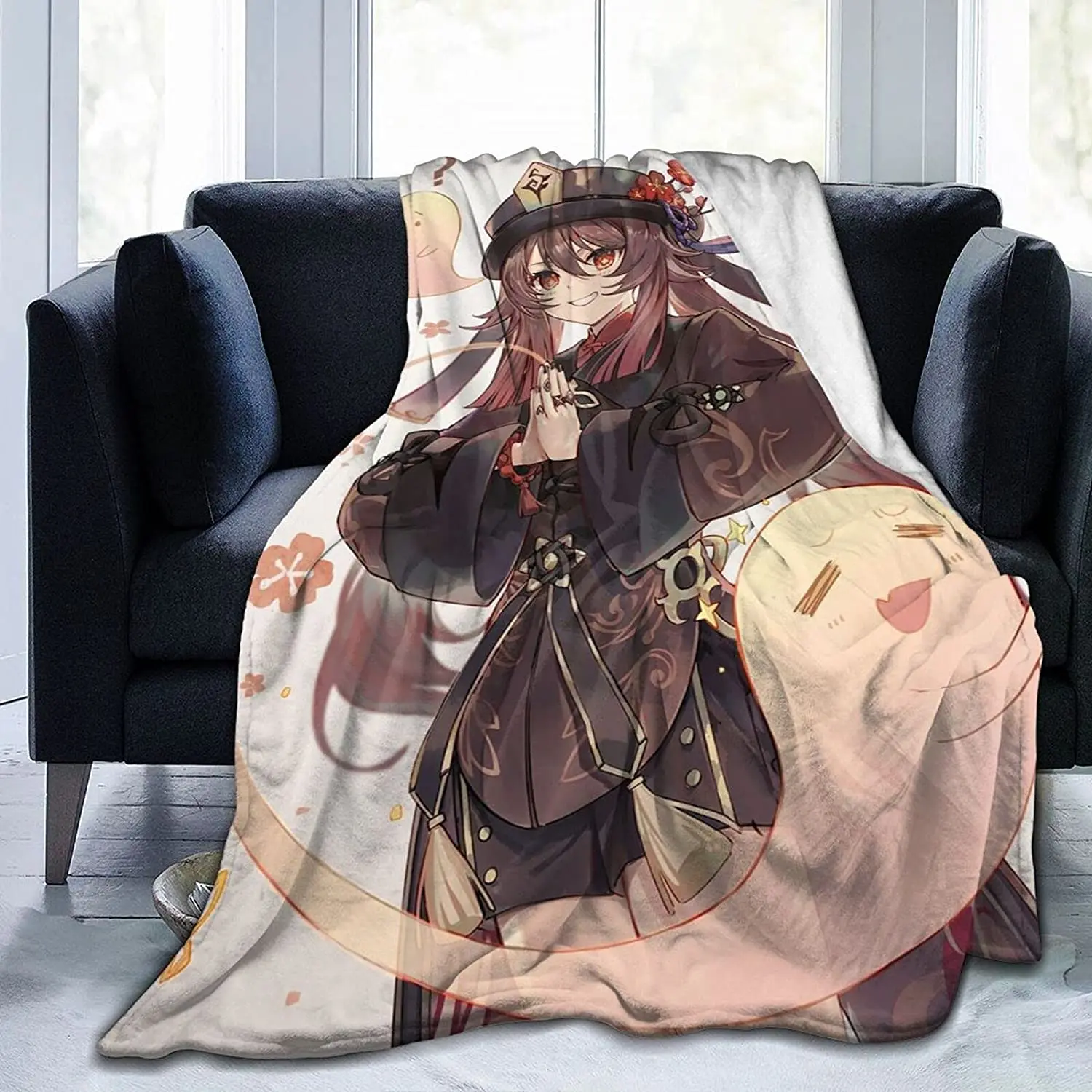 

Sexy Hu Tao Genshin Impact Flannel Throw Blanket Air Conditioner Blanket Won't Pilling Lightweight Shaggy Luxury Comfort