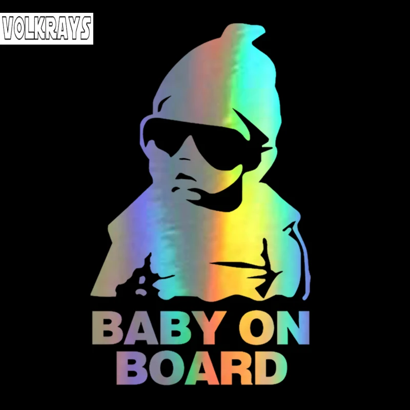 

Volkrays креативные автомобильные стикеры новый ребенок на доске забавные отражающие солнцезащитные очки детские наклейки водонепроницаемые ...