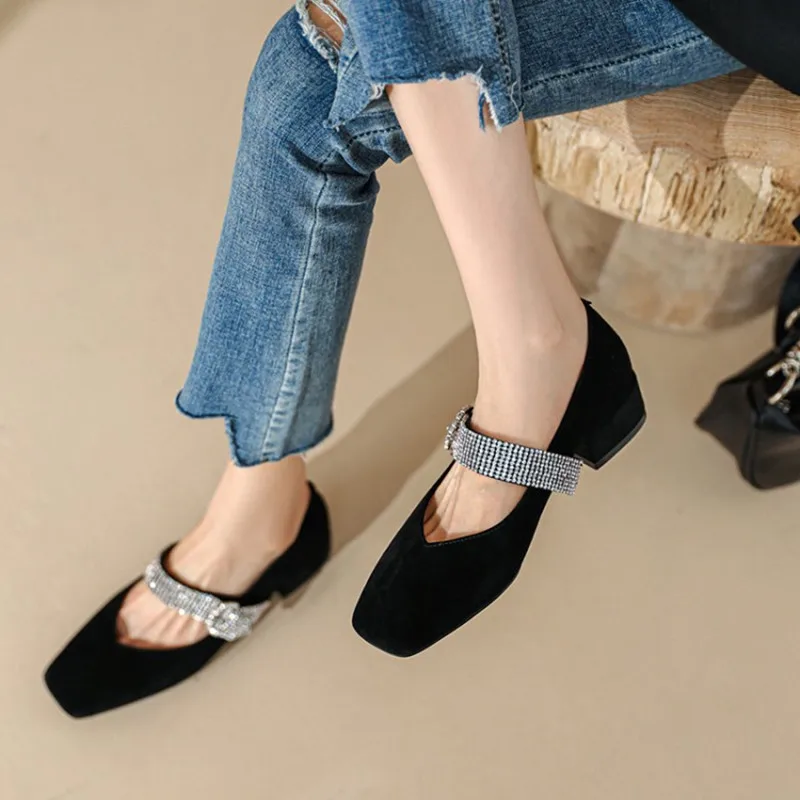 

Шикарные блестящие туфли Ochanmeb для женщин, Туфли Мэри Джейн с пряжкой из натуральной кожи, на плоской подошве, лимонно-желтые туфли, новинка