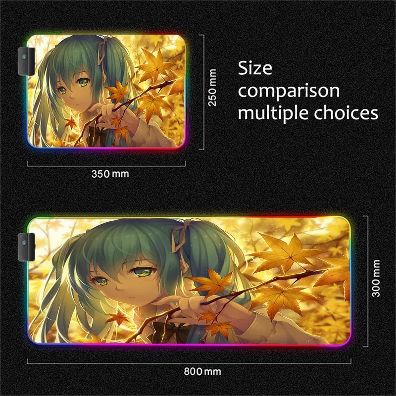 

Beautiful girl rgb anime large mouse pad computer keyboard led big gaming accessories desk mats household 40x90cm carpet mat xxl
