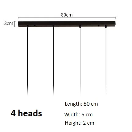 4 heads L 80 CM LuKLoy подвесной светильник Потолочная пластина подвесной потолочный светильник навес Подвесная лампа потолочная Роза - Цвет: 4 heads L 80 CM