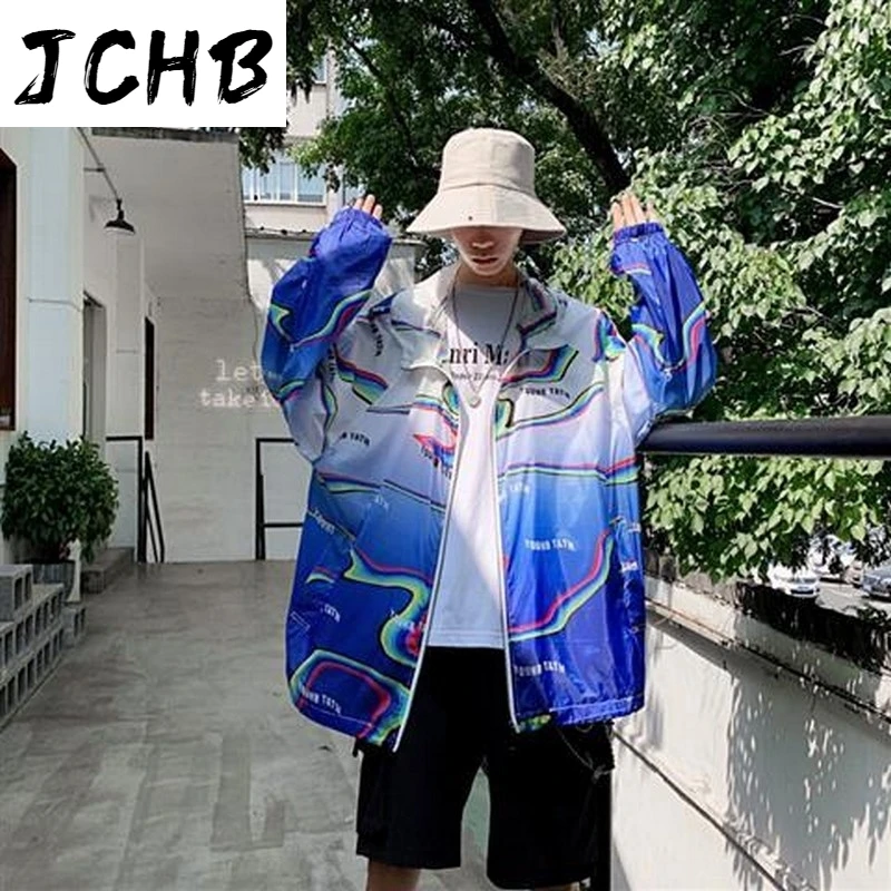 

2021 Gradient Color Hooded Zipper Sweatshirts Long Sleeve Cardigan Jacket Korean Simple Ultra-thin Sun Protection Clothing Tops