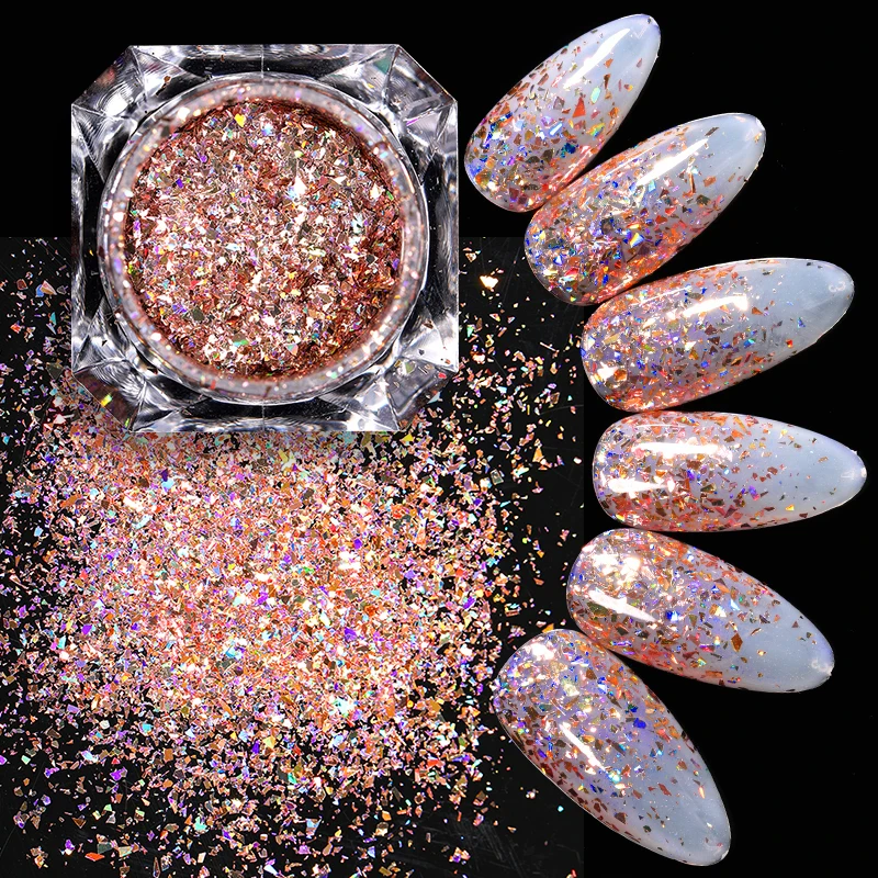 

1 Box Sparkly Shinning Nail Sequins Glitter Orange Holographics Powder Flakies Paillette DIY Nail Art Decoration