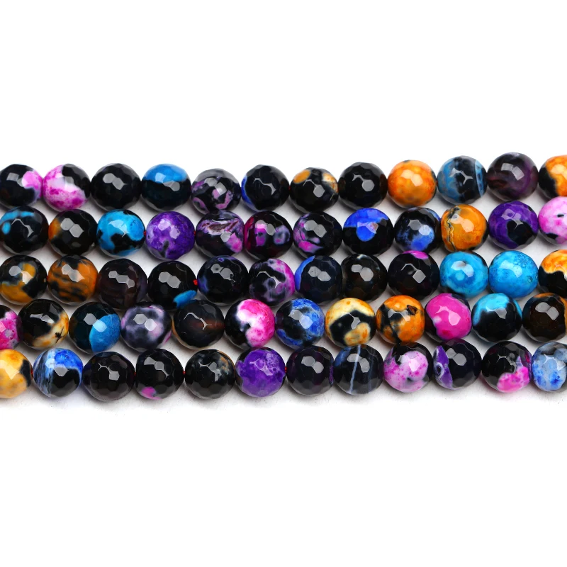 

MINHIN Natural Stone Beads Multicolor Agates Facted Beads 8/10mm Round Beads for Jewelry Making DIY Bracelets