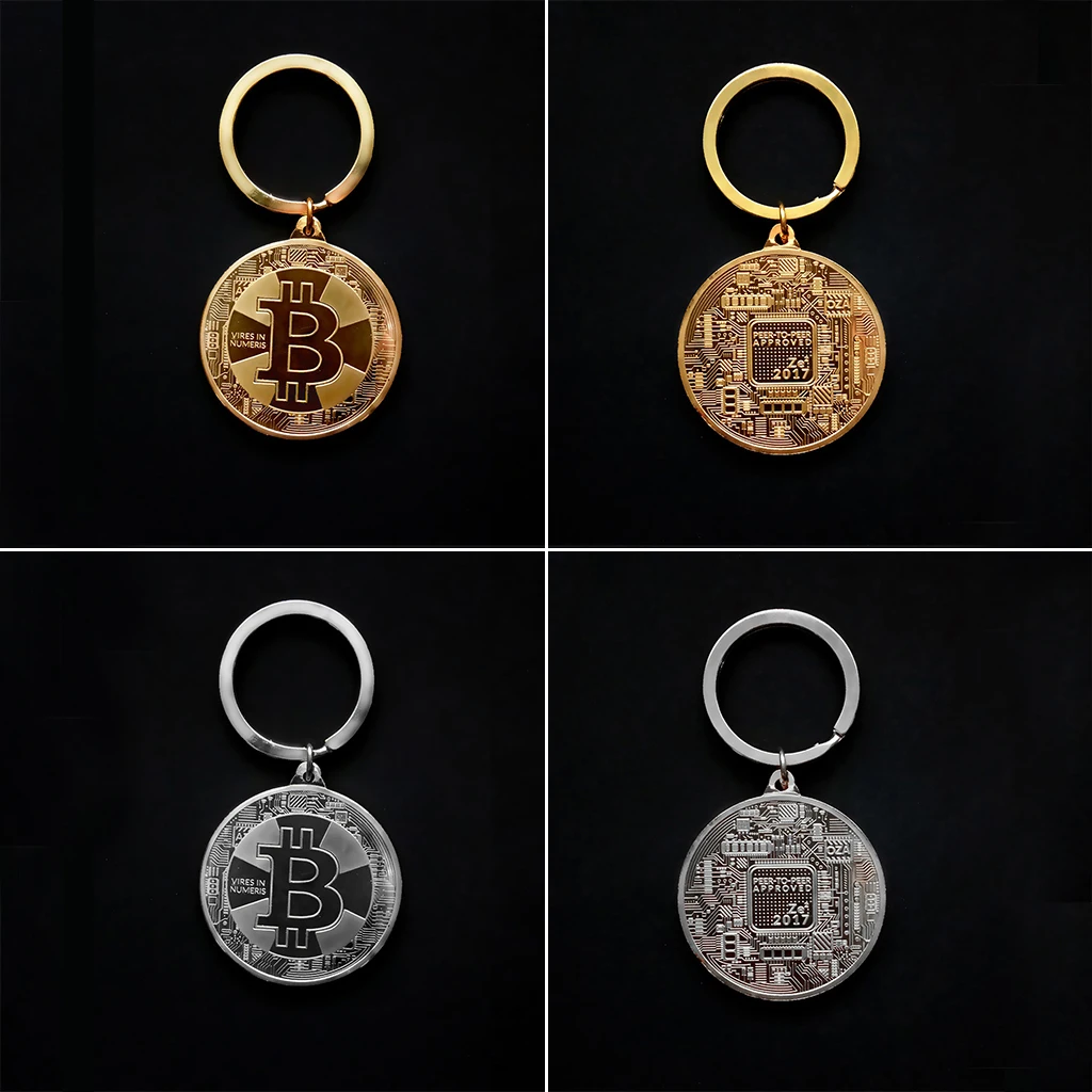 Золотой серебряный сплав Биткоин BTC брелок для ключей женщин мужская сумка