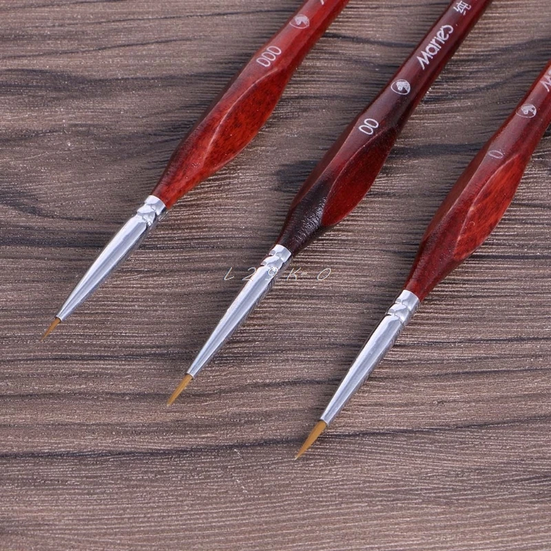 

3Pcs Miniature Paint Brushes Professional Wolf Hair Fine Detailing 0~000
