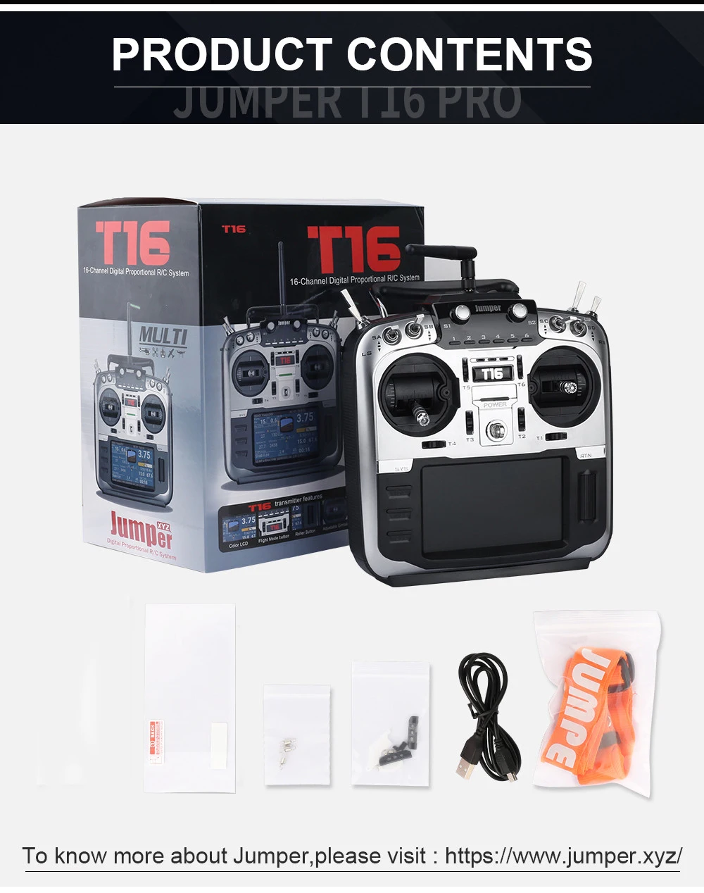 Jumper T16 Pro Hall Gimbal с открытым исходным кодом мультипротокол радио передатчик JP4-in-1 радиочастотный модуль 2,4G 16CH 4," lcd