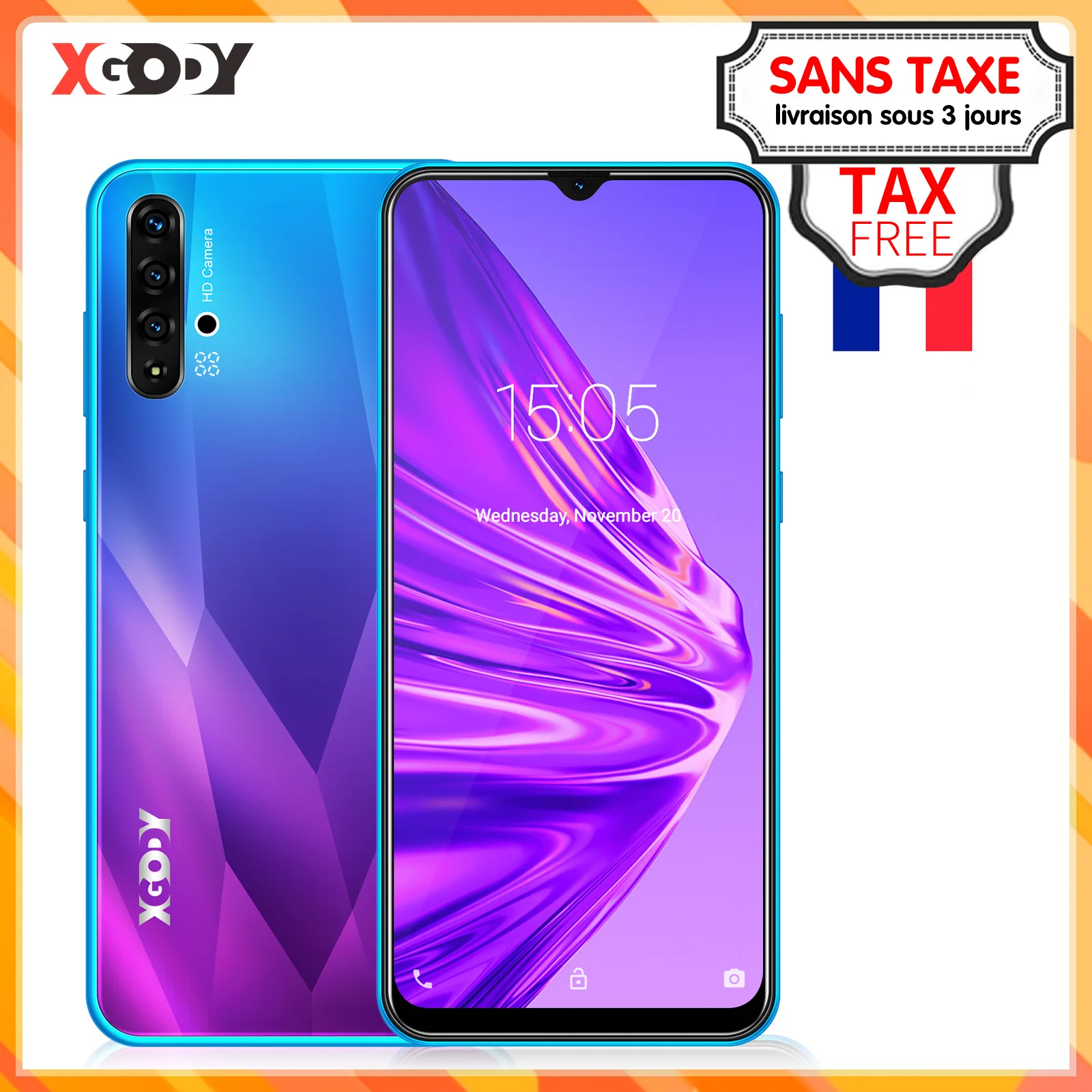Смартфон XGODY 3G экран 6 5 дюйма 19:9 Android 9 0 1 ГБ ОЗУ 8 Гб ПЗУ камера MP четырехъядерный