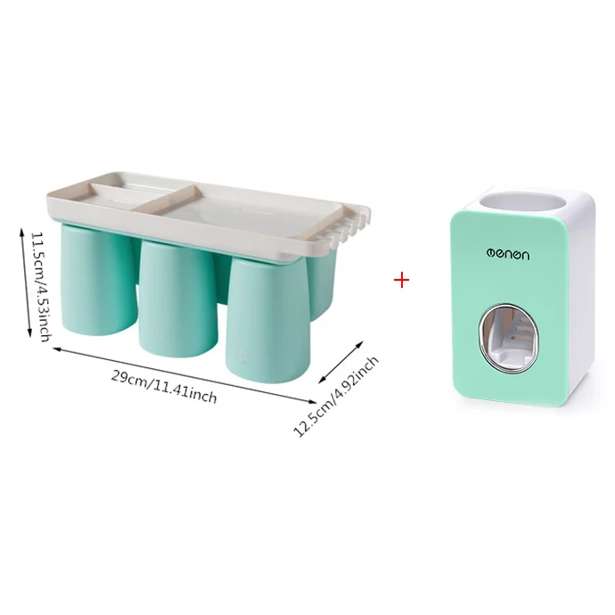 Green-3 Cups Set Держатель зубных щеток для ванной многофункциональный, большой емкости место зубная паста Аксессуары для ванной комнаты подходящая зубная паста диспенсер - Цвет: Green-3 Cups Set