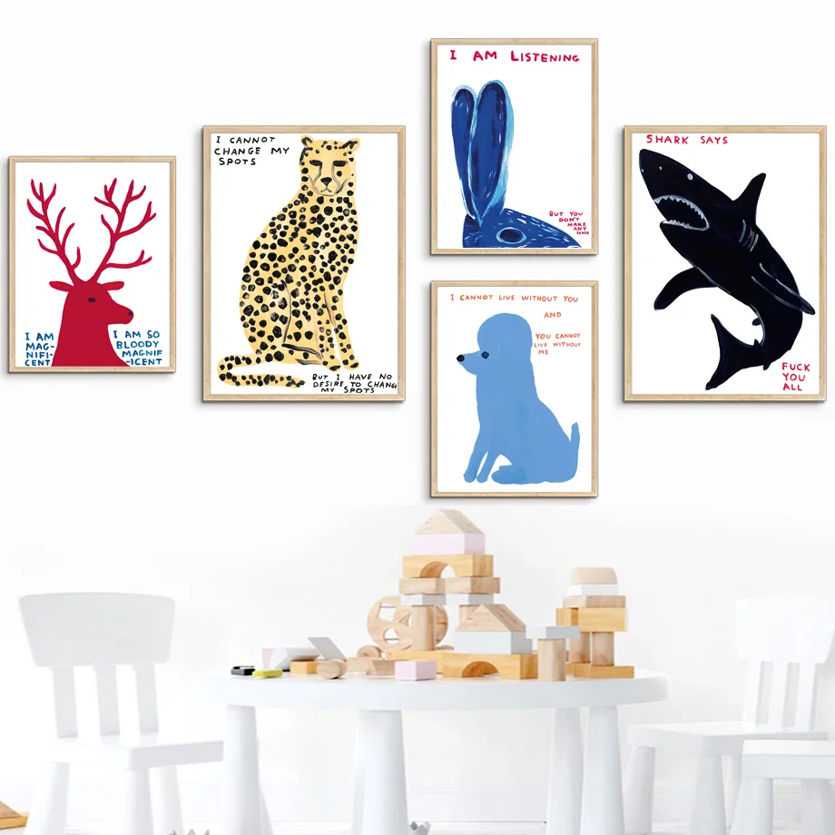 

Leopard Goose Whale Deer Rabbit Animals Wall Art Canvas Painting Nordic Posters And Prints Wall Pictures For Living Room Decor