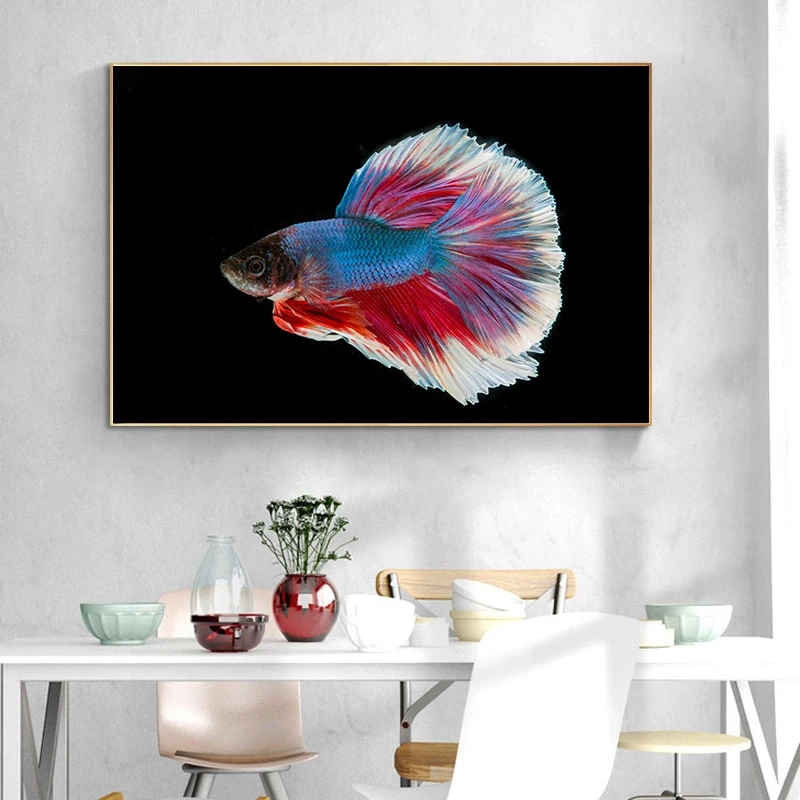 Современные художественные плакаты и принты в виде рыбы настенная живопись на