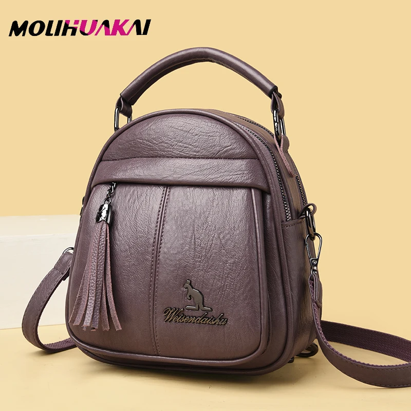 

2021Small Backpack Multifunction Women Backpacks Vintage Leather School Bags For Girls Shoulder Bag Ladies Travel Backpack