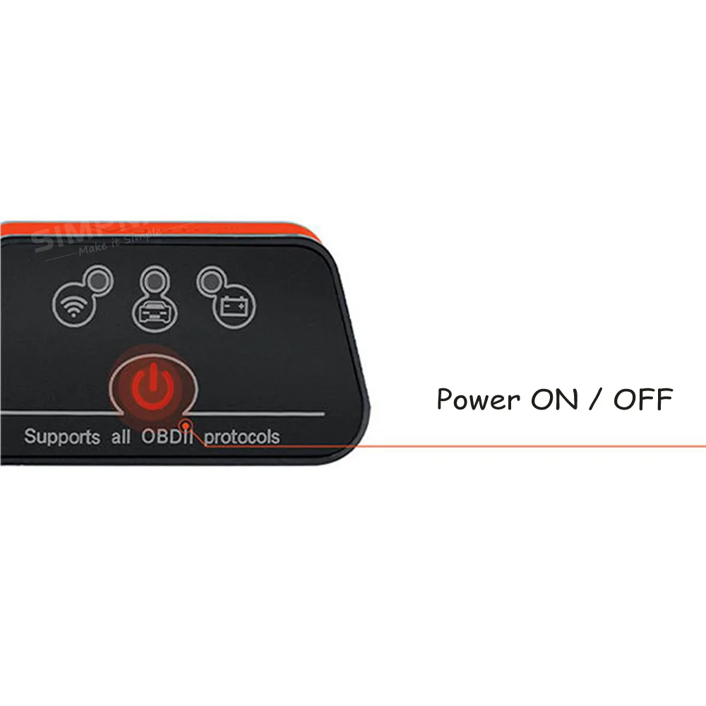 

Vgate iCar2 WIFI Version OBD2 Code Reader support OBDII Protocols App work on IOS Android Windows OS include Power On/Off Button