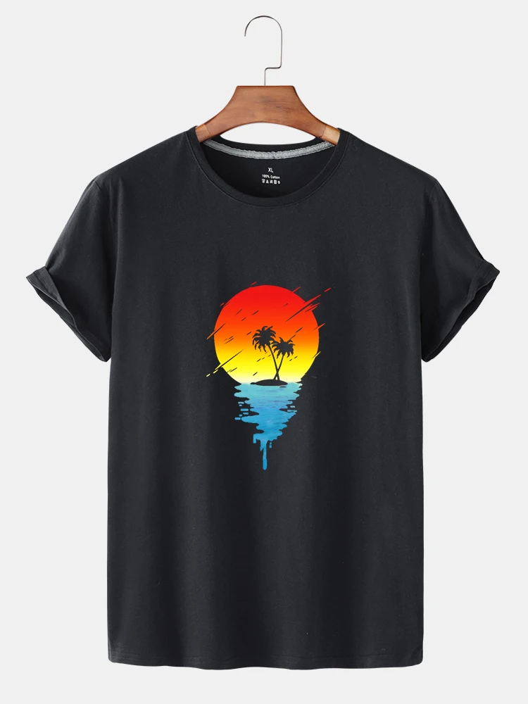 

Summer Women's T-Shirt Creative Sunset Printed Pattern Women's T-Shirt Short Sleeved Round Collars Fashion Loose Women's Top