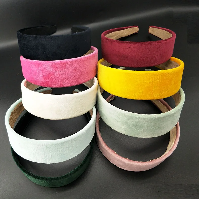 8PC /4cm width Fashion Women Velvet Wide high Quality DIY Hairband Comfortable Headband Simple Black Random Color