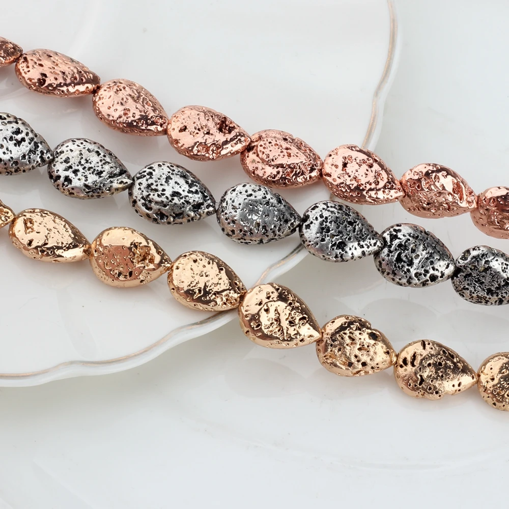 

Позолоченные цвета натуральный лавовый камень гематит Каплевидная форма разделитель свободные бусины 10 шт./лот для ювелирных изделий брас...