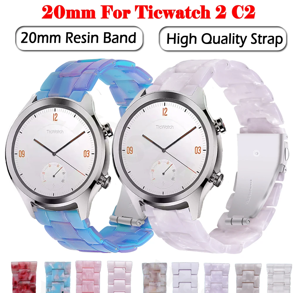 

20mm Transparent Resin Strap Watch Band Replacement For TicWatch E /2/ C2 Smartwatch Bracelet Watchband Bands Wristband Correa