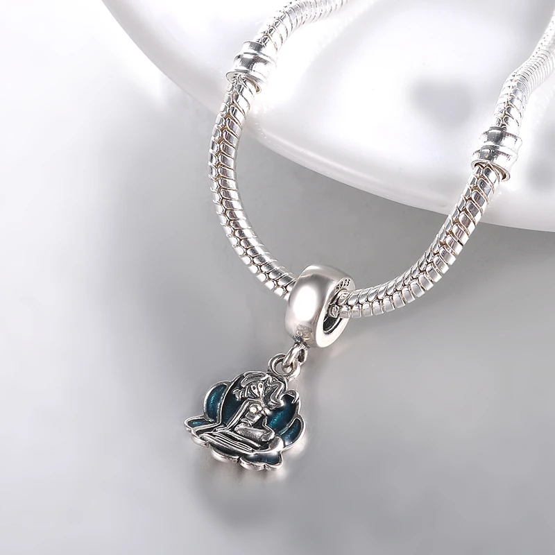 DEVOLOVE подвеска с русалкой подлинное 925 пробы серебряные подвески шармы Голубая