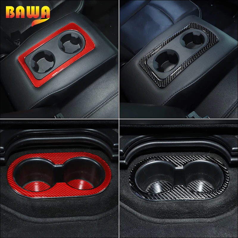 

BAWA Rear Armrest Cup Holder Decorative Ring Cup Holder Mat Cover Stickers for Dodge RAM 1500 2010-2015 Car Accessories