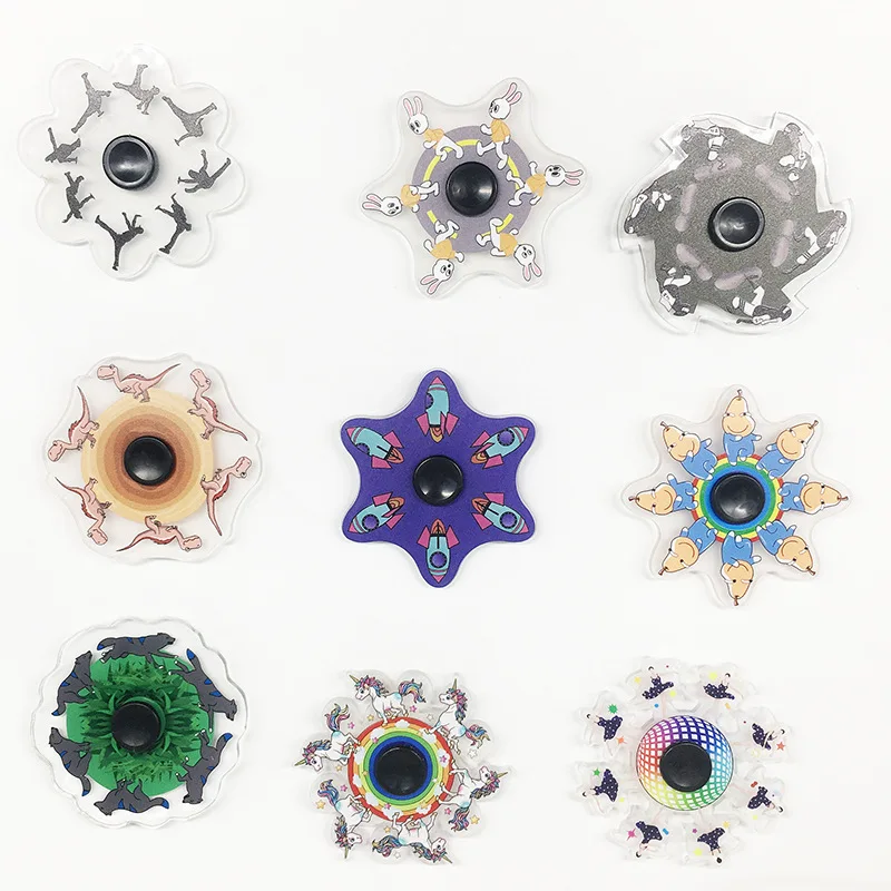 

50 шт./лот фиджет-Спиннер для рук гироскоп антистресс Мультяшные животные анимация бег комикс узор вращающиеся игрушки для пальцев