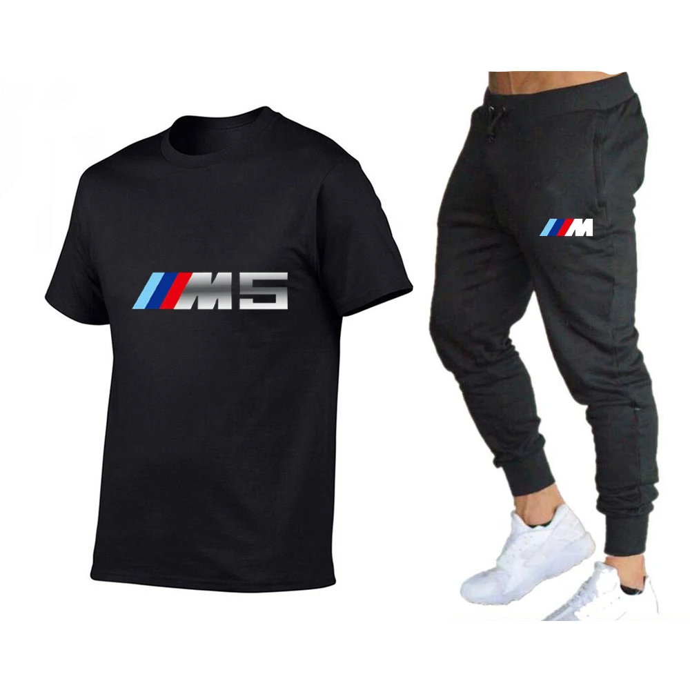 

2021BMW fashion casual sportswear summer letter printing suit suit men's jogging fitness suit men's suit T-shirt + pants two-pie