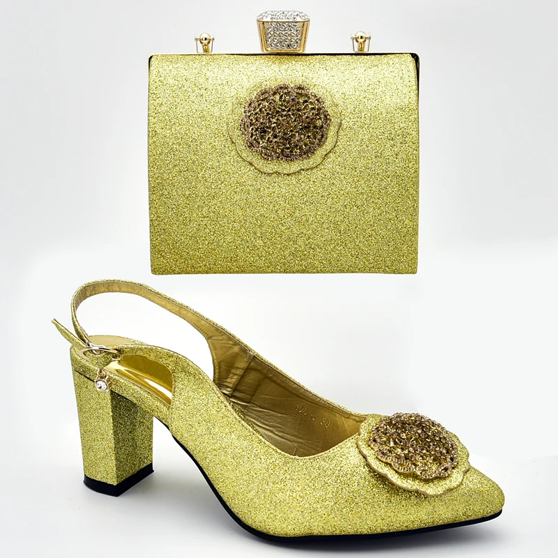 Новейший дизайн Женский Свадебный комплект из обуви и сумки в африканском стиле