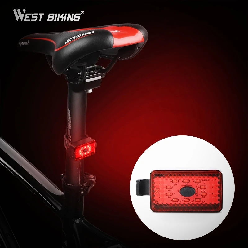 West biking Водонепроницаемый велосипед задний фонарь для верховой езды задняя фара светодиодная USB Перезаряжаемый горный велосипед велосипедный шлем свет велосипедная лампа