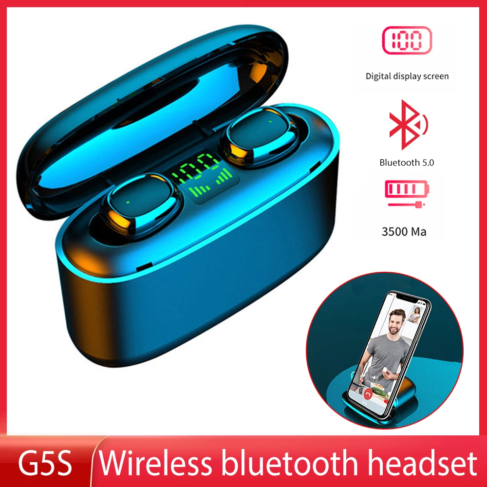 

Bluetooth Wireless Earphones with Digital Display TWS Waterproof HIFI Stereo Music Headphones for iphone Android