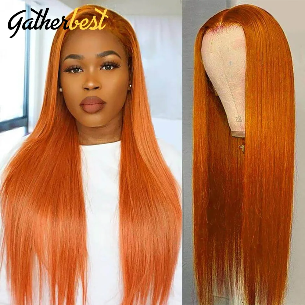 Ginger Color Straight Lace Front Wigs Human Hair Colorful Human Hair Wigs Brazilian Human Hair With Pre Plucked For Black Women