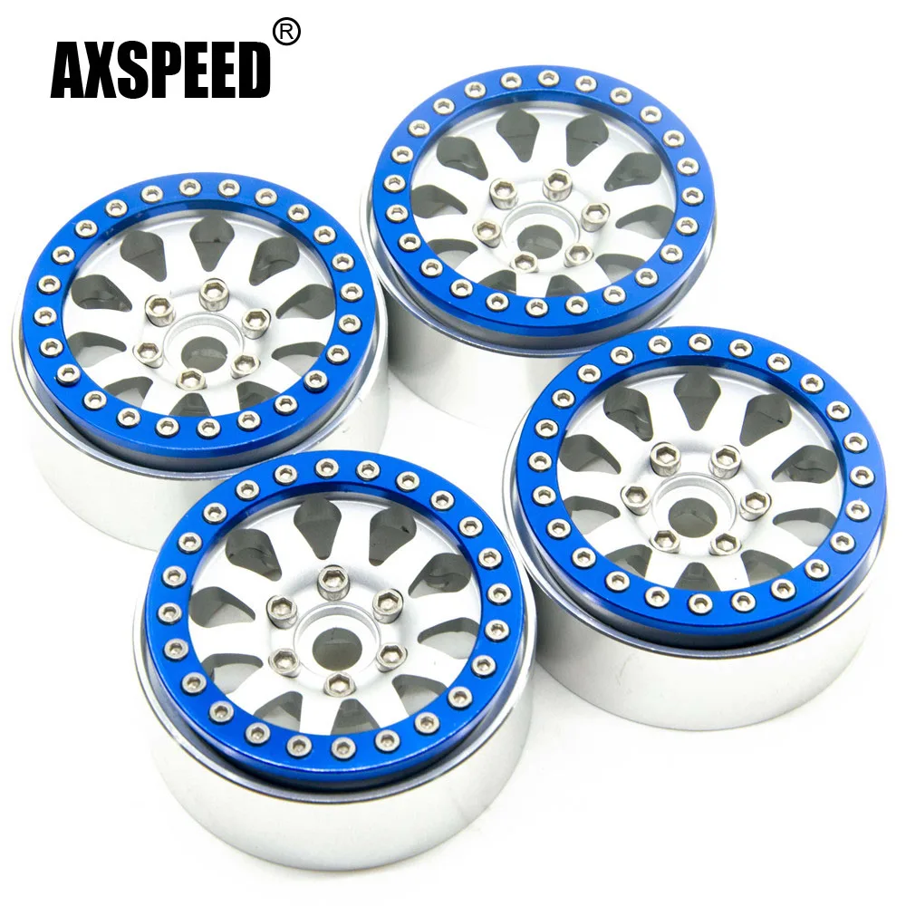 AXSPEED 4 шт./лот синего и серебряного сплава 1 9 дюймов бисером колеса для осевой SCX10 D90