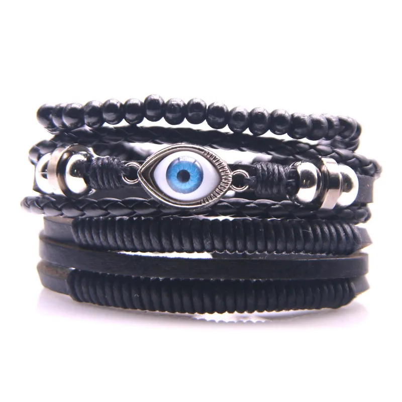 Fashion Bracelete Genuine Leather Multilayer Eye Bracelet Men Vintage Punk Rock Women Alloy Beads Nautical Jewelry | Украшения и