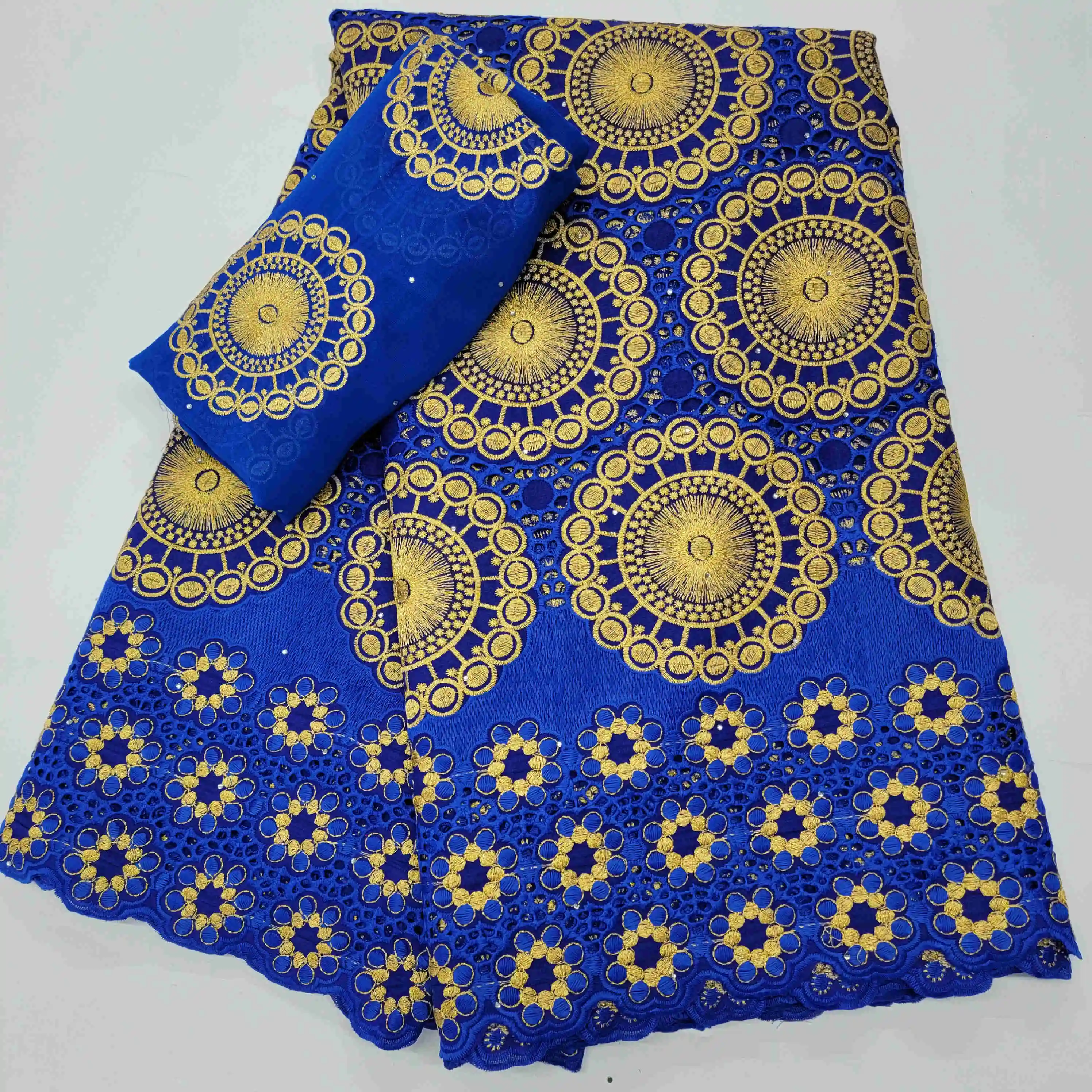 

Новинка 2021, голубая швейцарская вуаль, кружевная ткань, 100% хлопок, вышивка, Высококачественная африканская Французская ткань для свадьбы, 5 +...