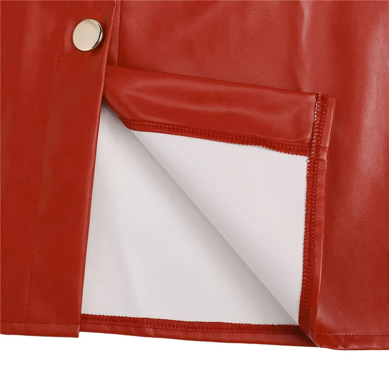 

2020 New Style Autumn Winter PU Leather Skirt Midi A-Line Elegant Solid Color Button High Waist Skirt Office Streetwear Korean