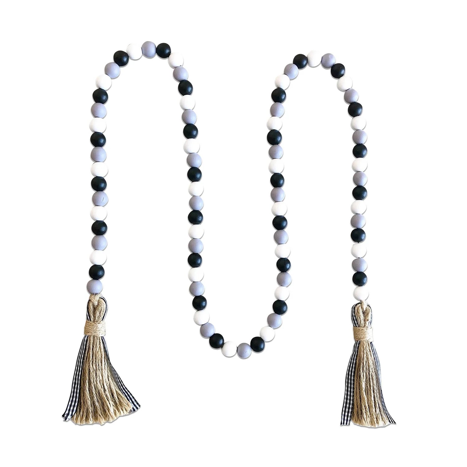 145 см DIY деревянная бусина гирлянда с Ленточки дом бусины загородный комнаты настенный подвесной, в технике макраме Boho для дома; Сезон весна Декор