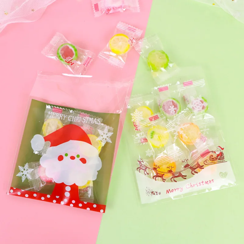 

Christmas Candy Cookie Gift Bags Plastic Self-adhesive Biscuits Snack Packaging Bags Xmas Party Decoration Favors