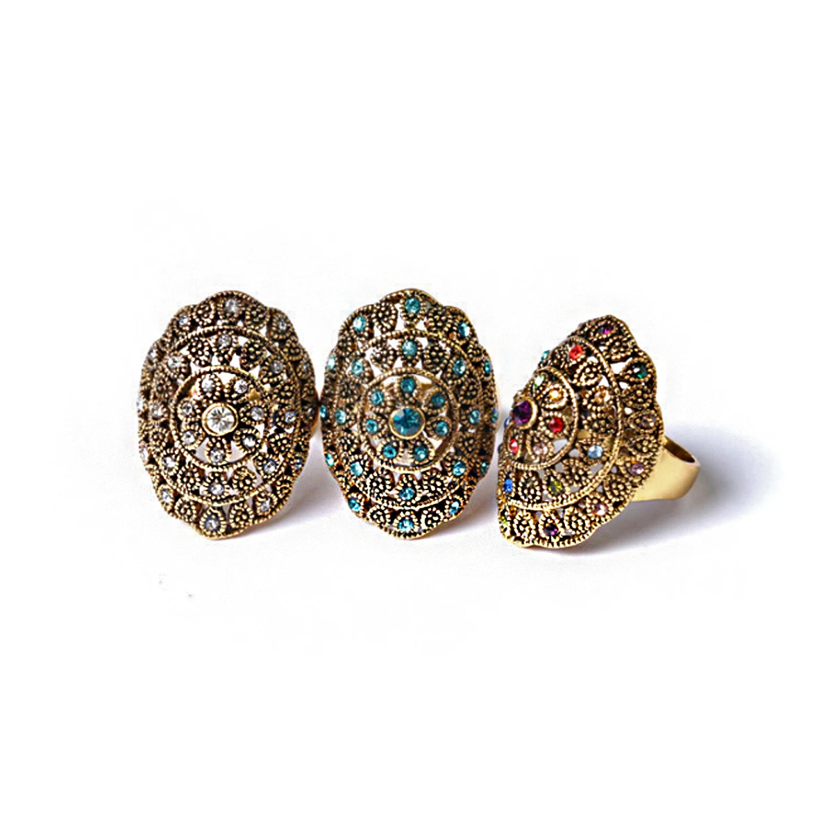 Массивные винтажные кольца для женщин полые резные кристаллы инкрустированные