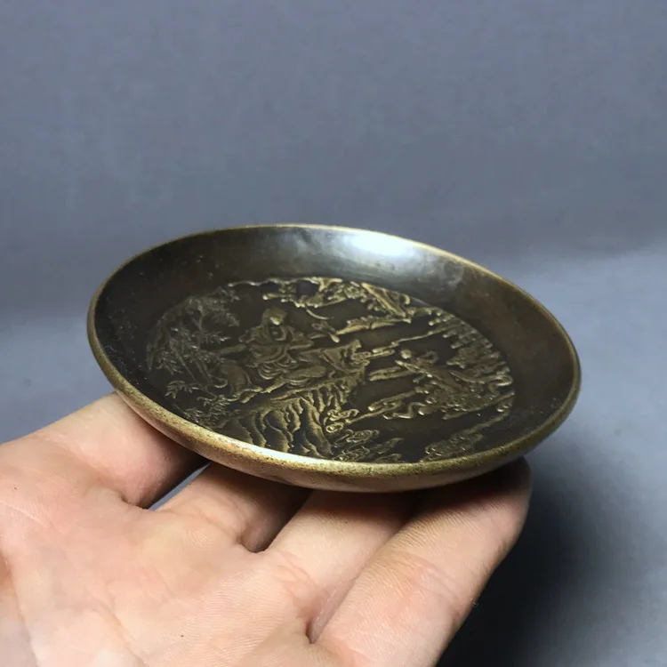 

LAOJUNLU Imitation Antique Brass Small Plate Gilded Boy Worships Guanyin