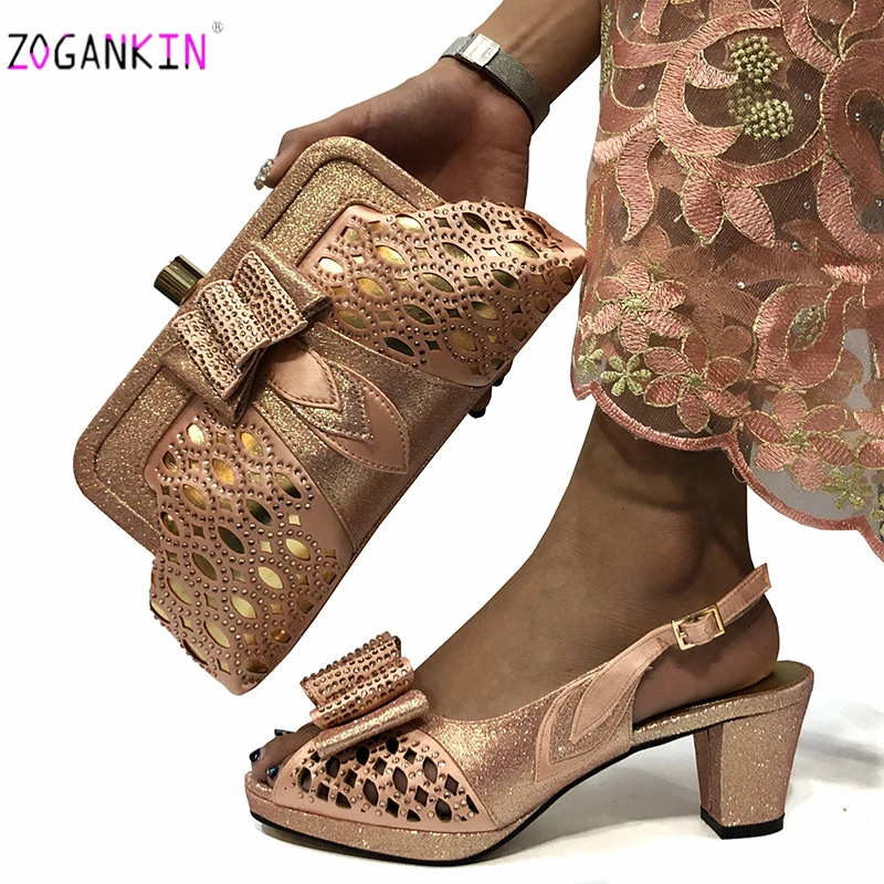 

Персиковый Новейший Удобный комплект обуви и сумок, африканские наборы 2020, итальянская обувь и подходящие сумки, женская свадебная обувь Ст...