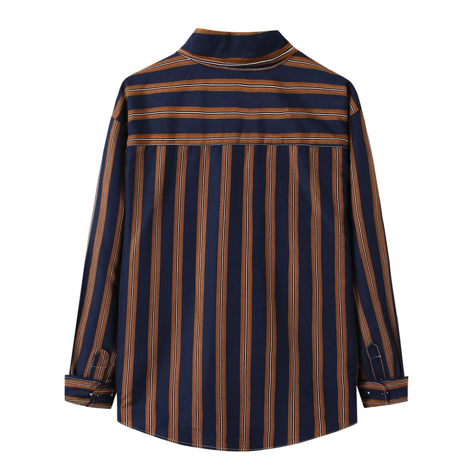 

Мужская Легкая рубашка в полоску, рубашка из полиэстера и хлопка с длинными рукавами и отложным воротником, на пуговицах, Осень-зима