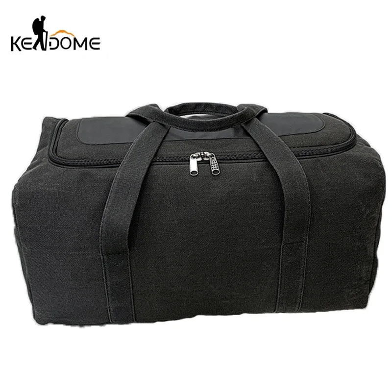 60L Outdoor Travel Camping Bag Canvas Portable Messenger Men's Bag Shoulder Bag Duffel Bag Thickened Luggage Storage Bag X720D