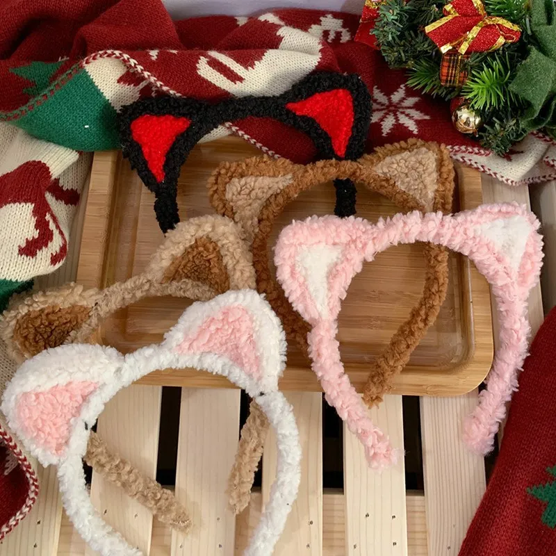 Простая плюшевая повязка на голову с милыми кошачьими ушками Мягкая 1 шт. удобные